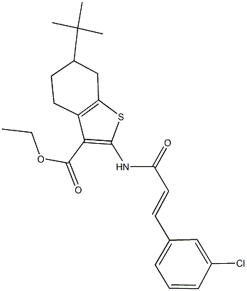 ethyl 6-tert-butyl-2-{[3-(3-chlorophenyl)acryloyl]amino}-4,5,6,7-tetrahydro-1-benzothiophene-3-carboxylate Struktur