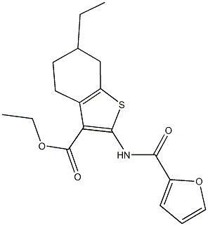 ethyl 6-ethyl-2-(2-furoylamino)-4,5,6,7-tetrahydro-1-benzothiophene-3-carboxylate Struktur