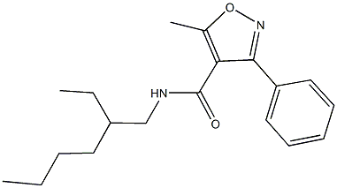 N-(2-ethylhexyl)-5-methyl-3-phenyl-4-isoxazolecarboxamide Struktur