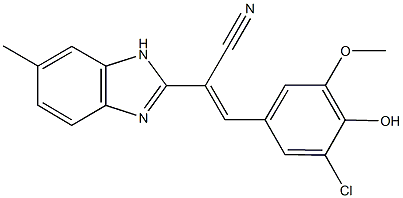 3-(3-chloro-4-hydroxy-5-methoxyphenyl)-2-(6-methyl-1H-benzimidazol-2-yl)acrylonitrile Struktur