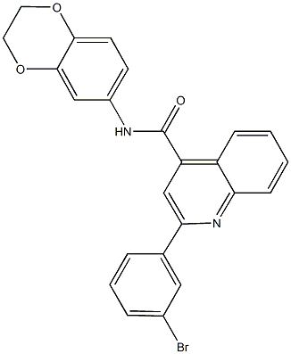 2-(3-bromophenyl)-N-(2,3-dihydro-1,4-benzodioxin-6-yl)-4-quinolinecarboxamide Struktur