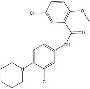 5-chloro-N-[3-chloro-4-(1-piperidinyl)phenyl]-2-methoxybenzamide Struktur