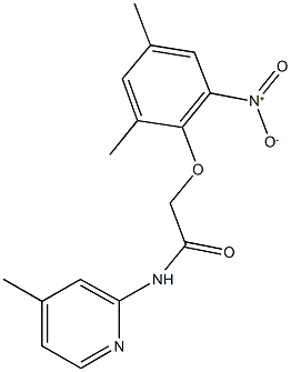 2-{2-nitro-4,6-dimethylphenoxy}-N-(4-methyl-2-pyridinyl)acetamide Struktur