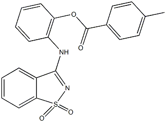 2-[(1,1-dioxido-1,2-benzisothiazol-3-yl)amino]phenyl 4-methylbenzoate Struktur