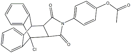 4-(1-chloro-16,18-dioxo-17-azapentacyclo[6.6.5.0~2,7~.0~9,14~.0~15,19~]nonadeca-2,4,6,9,11,13-hexaen-17-yl)phenyl acetate Struktur