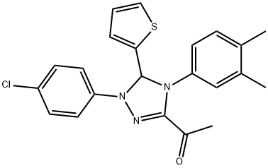 1-[1-(4-chlorophenyl)-4-(3,4-dimethylphenyl)-5-(2-thienyl)-4,5-dihydro-1H-1,2,4-triazol-3-yl]ethanone Struktur