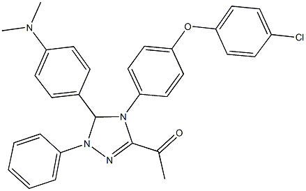 1-{4-[4-(4-chlorophenoxy)phenyl]-5-[4-(dimethylamino)phenyl]-1-phenyl-4,5-dihydro-1H-1,2,4-triazol-3-yl}ethanone Struktur