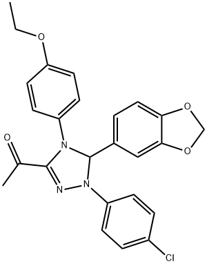 1-[5-(1,3-benzodioxol-5-yl)-1-(4-chlorophenyl)-4-(4-ethoxyphenyl)-4,5-dihydro-1H-1,2,4-triazol-3-yl]ethanone Struktur