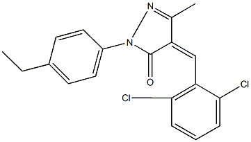 4-(2,6-dichlorobenzylidene)-2-(4-ethylphenyl)-5-methyl-2,4-dihydro-3H-pyrazol-3-one Struktur