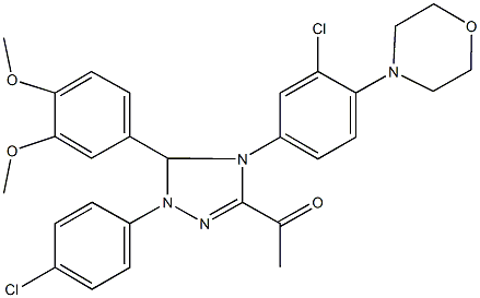 1-[4-[3-chloro-4-(4-morpholinyl)phenyl]-1-(4-chlorophenyl)-5-(3,4-dimethoxyphenyl)-4,5-dihydro-1H-1,2,4-triazol-3-yl]ethanone Struktur