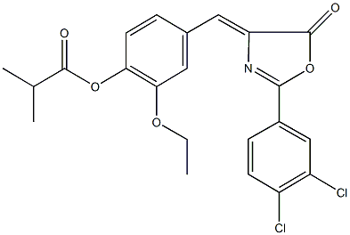 4-[(2-(3,4-dichlorophenyl)-5-oxo-1,3-oxazol-4(5H)-ylidene)methyl]-2-ethoxyphenyl 2-methylpropanoate Struktur