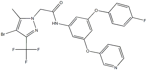 2-[4-bromo-5-methyl-3-(trifluoromethyl)-1H-pyrazol-1-yl]-N-[3-(4-fluorophenoxy)-5-(3-pyridinyloxy)phenyl]acetamide Struktur