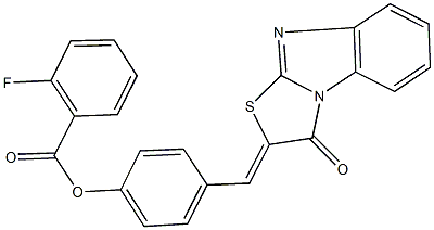 4-[(3-oxo[1,3]thiazolo[3,2-a]benzimidazol-2(3H)-ylidene)methyl]phenyl 2-fluorobenzoate Struktur