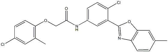 N-[4-chloro-3-(6-methyl-1,3-benzoxazol-2-yl)phenyl]-2-(4-chloro-2-methylphenoxy)acetamide Struktur