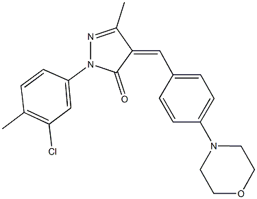 2-(3-chloro-4-methylphenyl)-5-methyl-4-[4-(4-morpholinyl)benzylidene]-2,4-dihydro-3H-pyrazol-3-one Struktur