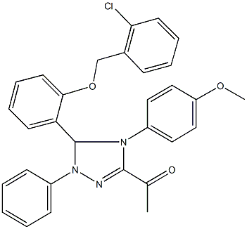 1-[5-{2-[(2-chlorobenzyl)oxy]phenyl}-4-(4-methoxyphenyl)-1-phenyl-4,5-dihydro-1H-1,2,4-triazol-3-yl]ethanone Struktur