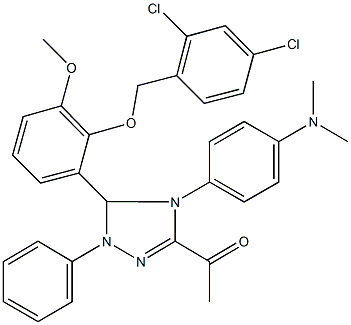 1-{5-{2-[(2,4-dichlorobenzyl)oxy]-3-methoxyphenyl}-4-[4-(dimethylamino)phenyl]-1-phenyl-4,5-dihydro-1H-1,2,4-triazol-3-yl}ethanone Struktur