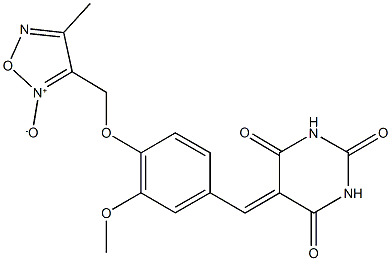 5-{3-methoxy-4-[(4-methyl-2-oxido-1,2,5-oxadiazol-3-yl)methoxy]benzylidene}-2,4,6(1H,3H,5H)-pyrimidinetrione Struktur