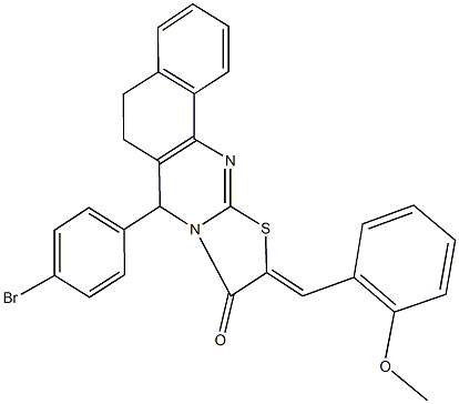 7-(4-bromophenyl)-10-(2-methoxybenzylidene)-5,7-dihydro-6H-benzo[h][1,3]thiazolo[2,3-b]quinazolin-9(10H)-one Struktur