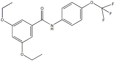 3,5-diethoxy-N-[4-(trifluoromethoxy)phenyl]benzamide Struktur