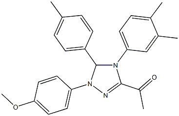 1-[4-(3,4-dimethylphenyl)-1-(4-methoxyphenyl)-5-(4-methylphenyl)-4,5-dihydro-1H-1,2,4-triazol-3-yl]ethanone Struktur