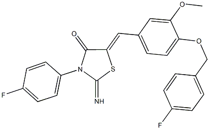 5-{4-[(4-fluorobenzyl)oxy]-3-methoxybenzylidene}-3-(4-fluorophenyl)-2-imino-1,3-thiazolidin-4-one Struktur