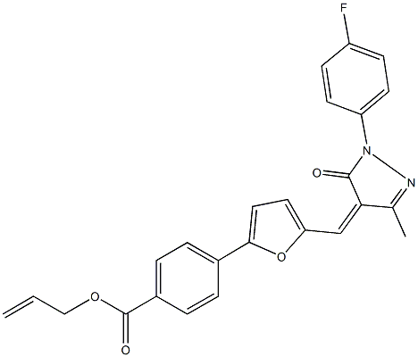 allyl 4-(5-{[1-(4-fluorophenyl)-3-methyl-5-oxo-1,5-dihydro-4H-pyrazol-4-ylidene]methyl}-2-furyl)benzoate Struktur