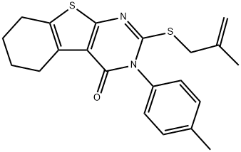 3-(4-methylphenyl)-2-[(2-methyl-2-propenyl)sulfanyl]-5,6,7,8-tetrahydro[1]benzothieno[2,3-d]pyrimidin-4(3H)-one Struktur