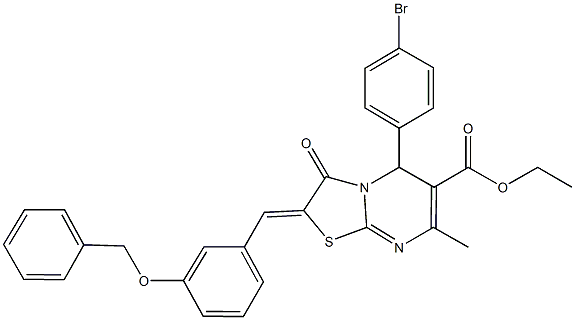 ethyl 2-[3-(benzyloxy)benzylidene]-5-(4-bromophenyl)-7-methyl-3-oxo-2,3-dihydro-5H-[1,3]thiazolo[3,2-a]pyrimidine-6-carboxylate Struktur