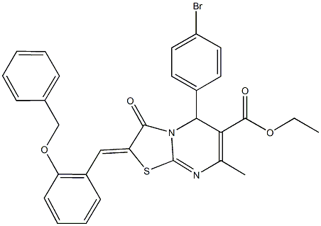 ethyl 2-[2-(benzyloxy)benzylidene]-5-(4-bromophenyl)-7-methyl-3-oxo-2,3-dihydro-5H-[1,3]thiazolo[3,2-a]pyrimidine-6-carboxylate Struktur