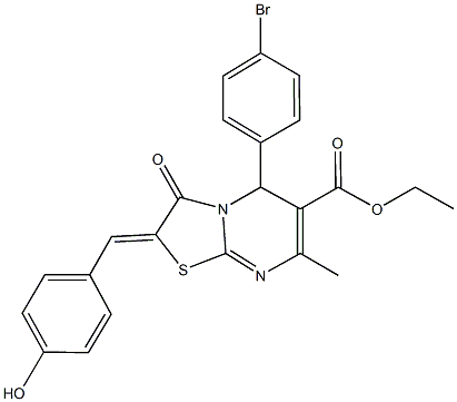 ethyl 5-(4-bromophenyl)-2-(4-hydroxybenzylidene)-7-methyl-3-oxo-2,3-dihydro-5H-[1,3]thiazolo[3,2-a]pyrimidine-6-carboxylate Struktur