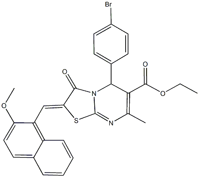 ethyl 5-(4-bromophenyl)-2-[(2-methoxy-1-naphthyl)methylene]-7-methyl-3-oxo-2,3-dihydro-5H-[1,3]thiazolo[3,2-a]pyrimidine-6-carboxylate Struktur