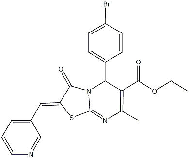 ethyl 5-(4-bromophenyl)-7-methyl-3-oxo-2-(3-pyridinylmethylene)-2,3-dihydro-5H-[1,3]thiazolo[3,2-a]pyrimidine-6-carboxylate Struktur