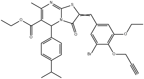 ethyl 2-[3-bromo-5-ethoxy-4-(2-propynyloxy)benzylidene]-5-(4-isopropylphenyl)-7-methyl-3-oxo-2,3-dihydro-5H-[1,3]thiazolo[3,2-a]pyrimidine-6-carboxylate Struktur