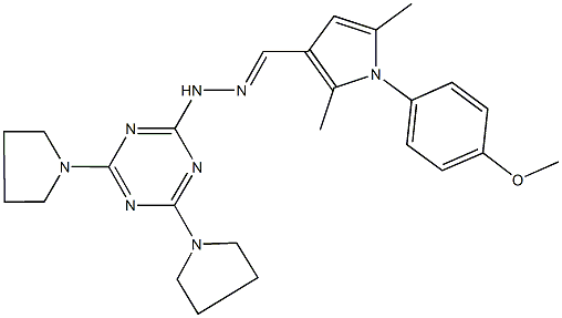 1-(4-methoxyphenyl)-2,5-dimethyl-1H-pyrrole-3-carbaldehyde [4,6-di(1-pyrrolidinyl)-1,3,5-triazin-2-yl]hydrazone Struktur