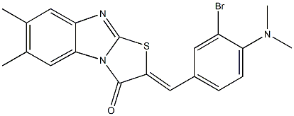 2-[3-bromo-4-(dimethylamino)benzylidene]-6,7-dimethyl[1,3]thiazolo[3,2-a]benzimidazol-3(2H)-one Struktur