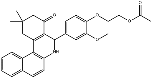 2-[4-(2,2-dimethyl-4-oxo-1,2,3,4,5,6-hexahydrobenzo[a]phenanthridin-5-yl)-2-methoxyphenoxy]ethyl acetate Struktur