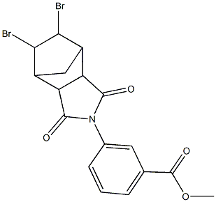 methyl 3-(8,9-dibromo-3,5-dioxo-4-azatricyclo[5.2.1.0~2,6~]dec-4-yl)benzoate Struktur