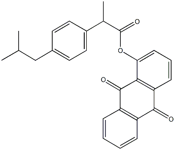 9,10-dioxo-9,10-dihydro-1-anthracenyl 2-(4-isobutylphenyl)propanoate Struktur