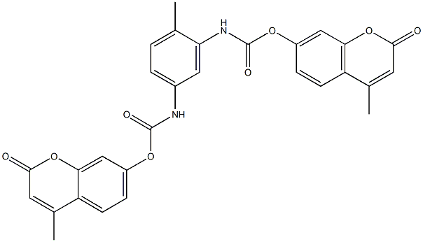 4-methyl-2-oxo-2H-chromen-7-yl 2-methyl-5-({[(4-methyl-2-oxo-2H-chromen-7-yl)oxy]carbonyl}amino)phenylcarbamate Struktur