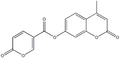 4-methyl-2-oxo-2H-chromen-7-yl 2-oxo-2H-pyran-5-carboxylate Struktur