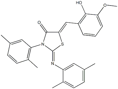 3-(2,5-dimethylphenyl)-2-[(2,5-dimethylphenyl)imino]-5-(2-hydroxy-3-methoxybenzylidene)-1,3-thiazolidin-4-one Struktur