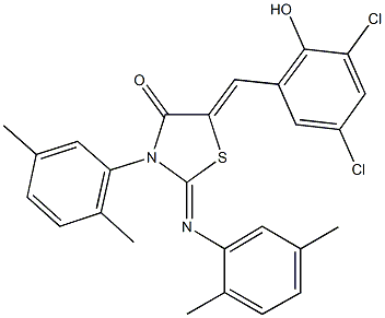 5-(3,5-dichloro-2-hydroxybenzylidene)-3-(2,5-dimethylphenyl)-2-[(2,5-dimethylphenyl)imino]-1,3-thiazolidin-4-one Struktur