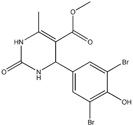 methyl 4-(3,5-dibromo-4-hydroxyphenyl)-6-methyl-2-oxo-1,2,3,4-tetrahydro-5-pyrimidinecarboxylate Struktur