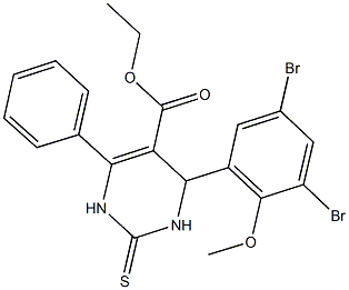 ethyl 4-(3,5-dibromo-2-methoxyphenyl)-6-phenyl-2-thioxo-1,2,3,4-tetrahydro-5-pyrimidinecarboxylate Struktur