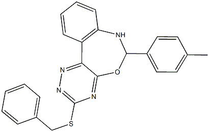 3-(benzylsulfanyl)-6-(4-methylphenyl)-6,7-dihydro[1,2,4]triazino[5,6-d][3,1]benzoxazepine Struktur