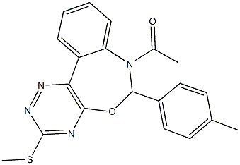 7-acetyl-6-(4-methylphenyl)-6,7-dihydro[1,2,4]triazino[5,6-d][3,1]benzoxazepin-3-yl methyl sulfide Struktur