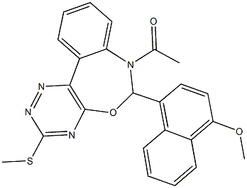 7-acetyl-6-(4-methoxy-1-naphthyl)-3-(methylsulfanyl)-6,7-dihydro[1,2,4]triazino[5,6-d][3,1]benzoxazepine Struktur