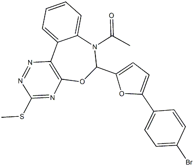 7-acetyl-6-[5-(4-bromophenyl)-2-furyl]-6,7-dihydro[1,2,4]triazino[5,6-d][3,1]benzoxazepin-3-yl methyl sulfide Struktur