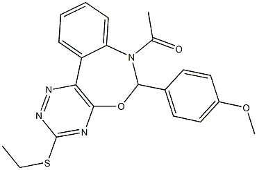 4-[7-acetyl-3-(ethylsulfanyl)-6,7-dihydro[1,2,4]triazino[5,6-d][3,1]benzoxazepin-6-yl]phenyl methyl ether Struktur